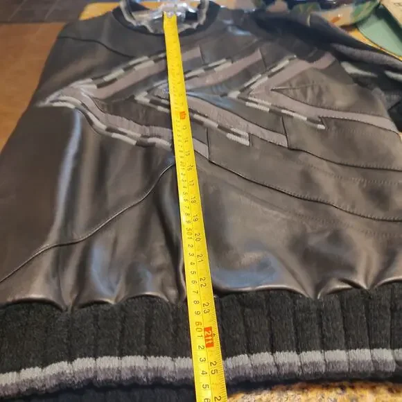 Saxony MENS Black Leather Sweatshirt Collection Size L - Picture 12 of 13